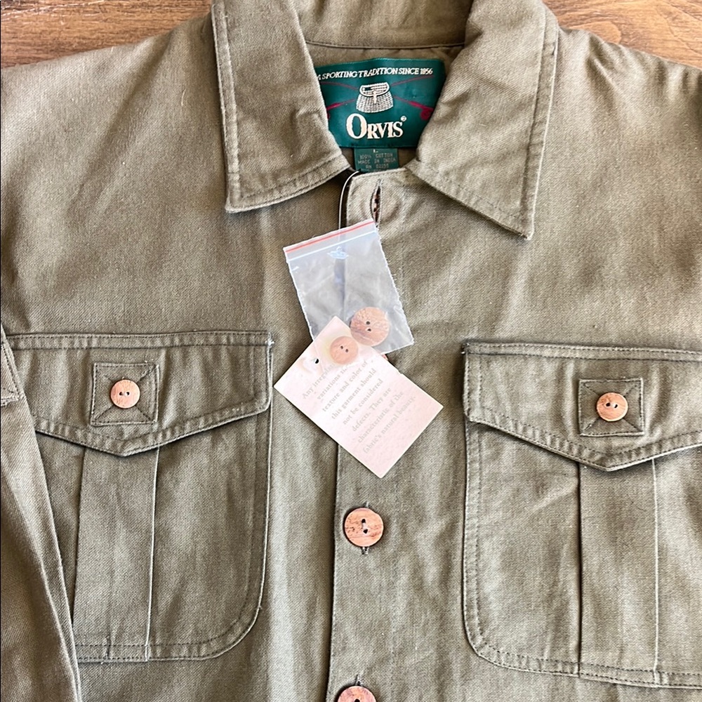 Orvis Olive Green Jacket with Wooden Buttons